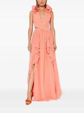 strapless open back dress Elegant Light Pink Chiffon Floor Length Long Bridesmaid Dress Pink / 14 / A main image 1